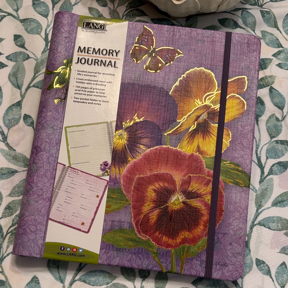 Purple Floral Pansies Personal Recollections Memory Journal NWT Lang